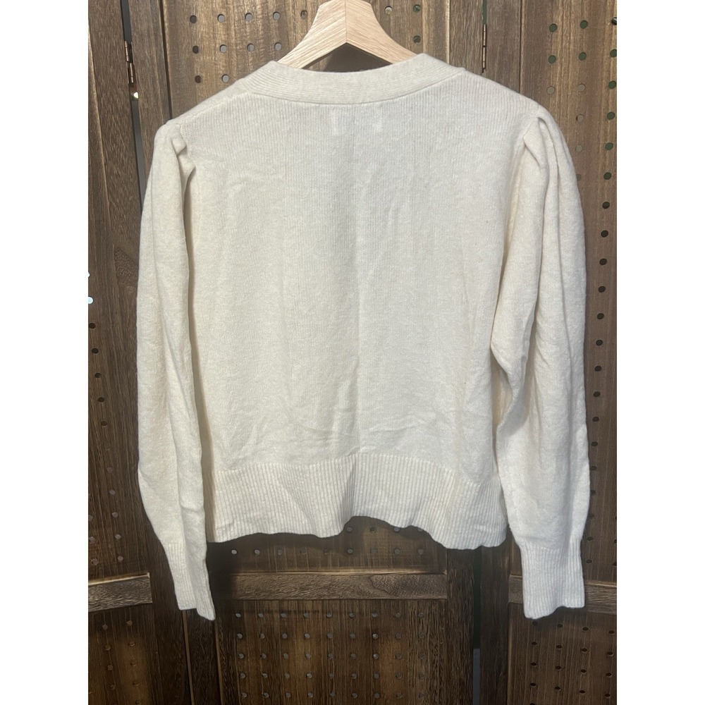 Old Navy Cream Long Puff Sleeve Cardigan Sweater Womens Medium NWT Coquette - Picture 2 of 8